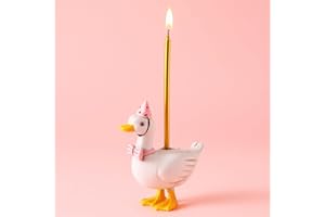 Mumufy Silly Goose Cake Candle Holders with Birthday Candle One Silly Goose Birthday Party Supplies Mini Cute Cake Topper Stand Candlestick for Kids Baby Shower Party Celebration, 3.15 Inch (Pink)