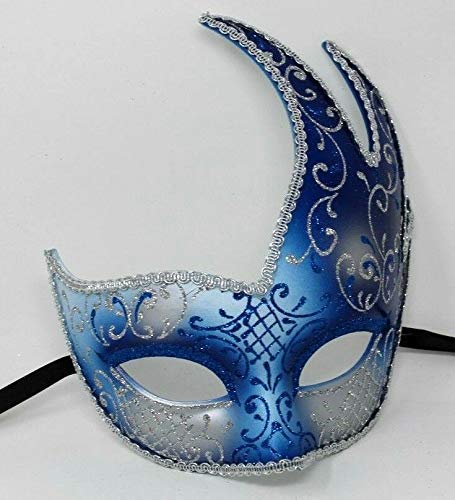 Stunning Blue & Silver Venetian Masquerade Carnival Ball Party Eye Mask
