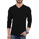 Decrum Long Sleeve Shirts for Men - Casual Soft Breathable Full Sleeves Mens V Neck T Shirts