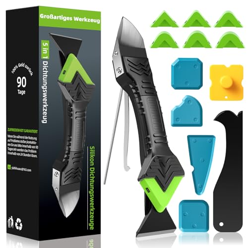 Silicone Remover, Silicone Puller Tool Set, 5-in-1 Joint Scraper, 6 Interchangeable Silicone Pads, Sealing Nozzles ​For Kitchen, Bathroom, Floor, Sink, Window Seal