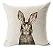 Nordic Simple Ink Painting Watercolor Animal Adorable Bunny Rabbit Cotton Linen Throw Pillow Case Personalized Cushion Cover New Home Office Decorative Square 18 X 18 Inches