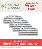 4 Replacements for Bissell 46B4 Series Striped Microfiber Pads Fit Steam & Sweep Hard Floor Cleaner, Compatible With Part # 75F5, 2032200 & 203-2200, Washable & Reusable, By Think Crucial
