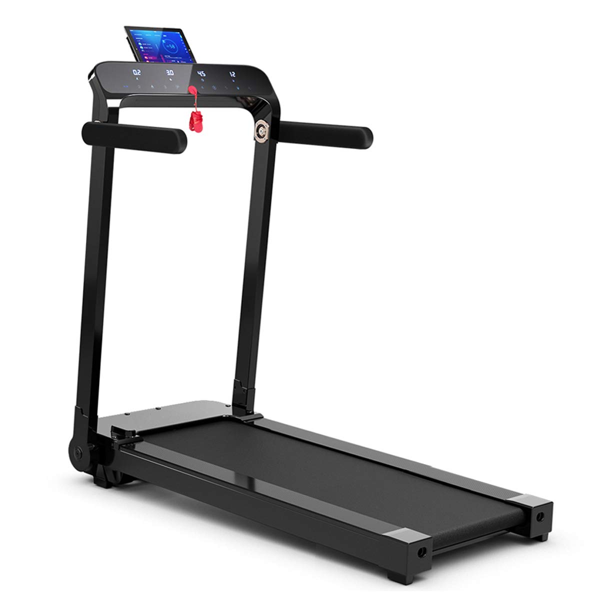GYMAX Folding Treadmill, Free Installation Smart Digital Running/Walking  Machine with LED Touch Display for Home Apartment
