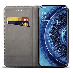 Moozy Cover per Oppo Find X2 PRO, Nero - Custodia a Libro Flip Smart Magnetica con Appoggio e Porta Carte - immagine 3