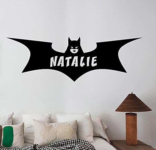 Personalized Name Batgirl Logo Wall Decal Custom Sticker DC Comics Superhero Vinyl Art Decorations for Home Housewares Bedroom Teen Kids Girls Room Decor btg10