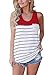 Itsmode Raceback Tank for Women Juniors Summer Sleeveless Striped Tops and Blouses Plus Size Red XXL