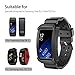Sunjoyco Band for Gear Fit2 / Gear Fit2 Pro Bands, Shockproof Silicone Rugged Protective Frame Case with Sport Strap Replacement for Samsung Gear Fit 2 / Fit 2 Pro Smart Watch – Black