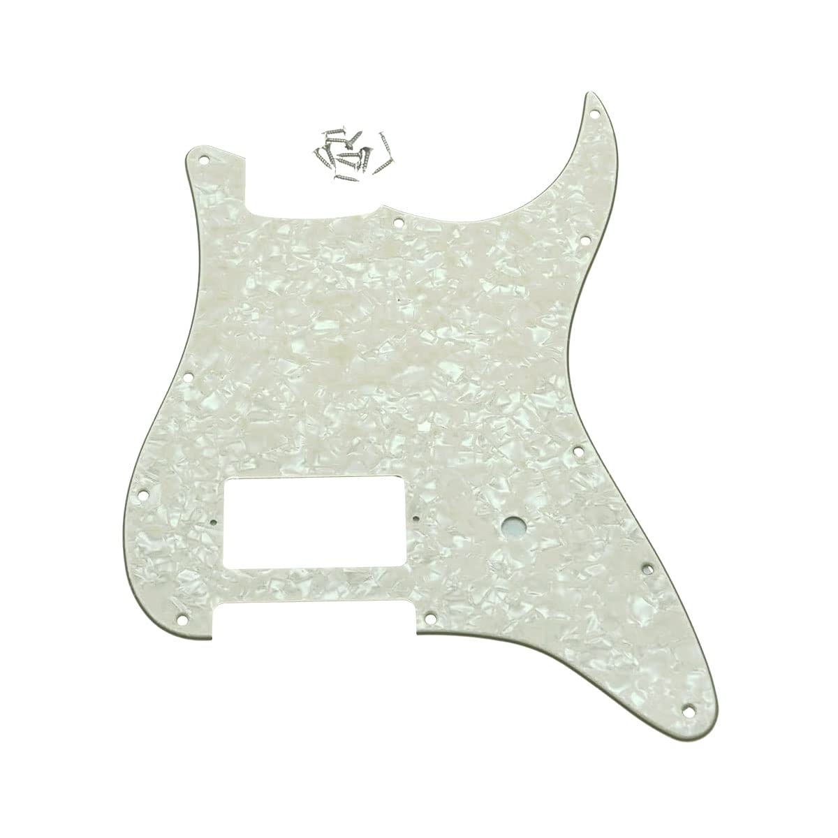 Dopro 11 Hole ST Strat One Humbucker Guitar Pickguard Scratch Plate for FD Delonge Aged Pearl