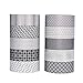 Washi Tape | Set of 10 | Japanese Masking Tape | Custom Pattern Rolls | Black & White Geometric