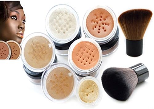 DARK & DEEP Mineral Foundation Makeup Double KABUKI SET Sheer Finish Full Coverage Natural Minerals by Intelligent Cosmetics®
