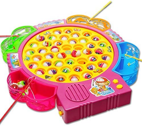 YIXIN 42 Pcs Fish Electric Musical Fishing Toy Fishing Game Board For Children Early Education, Color Random Delivery