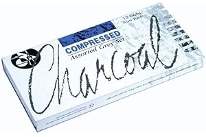 Jakar 7623 Assorted Greys Compressed Charcoal Stick (Pack of 12)