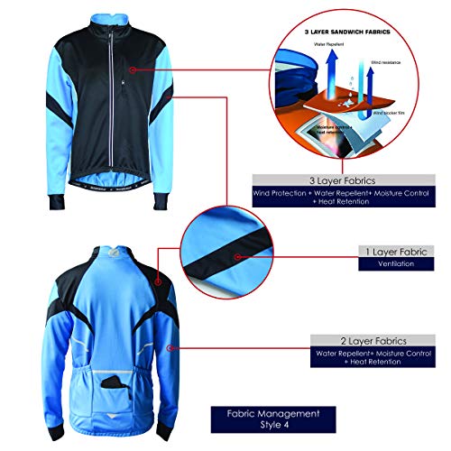 image for Maks Men's Thermal Cycling Jersey Long Sleeve Snow Water Reflective Wi