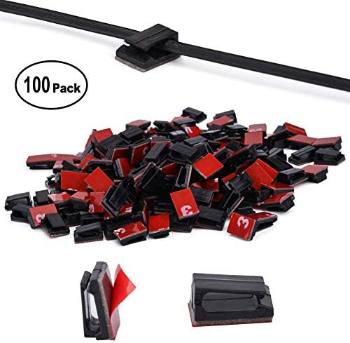 Cable Clips,100 PCS Cable Management,3M Adhesive Cable Clips,Cord Organizer with Strong Adhesive Tapes,Wire Clips- Cable Tie Organizer for Laptop,PC,TV,Car,Office and Home
