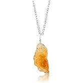 CRYSTALIS Natural Raw Citrine Pendant Necklace, High Grade Rough Crystal, Chakra Healing Stone, Gift Giving Women Jewelry, Dainty Necklace, Silver Plated Brass Chain 18 inch
