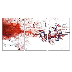 Red and Blue Color Ink Paint Abstract Pattern...