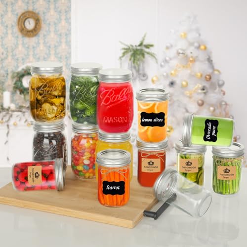 Withosent 500 ml Preserving Jars with Screw Lids, Pack of 6 Mason Jar Jars, Airtight Jam Jars for Overnight Oats, Preservation, Pickles, Honey, Yogurt, Nuts, Sweets