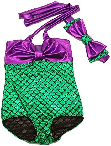 Aribella Collection Girls Little Mermaid One Piece Swimsuit Size Small Green Color