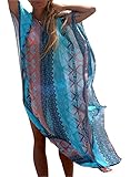 Rainlover Women's Printed Turkish Kaftans Beach Bikini Cover up Dress