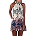 Zonars Women's Printed Halter Dress Blue, Large