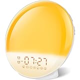 Sunrise Alarm Clock, Wake Up Light with Sunrise/Sunset Simulation, Dual Alarms with FM Radio, 7 Nature Sounds & Snooze, 7 Col