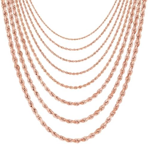 Amazon.com: Nuragold 18K Real Yellow Gold Rope Diamond Cut Chain