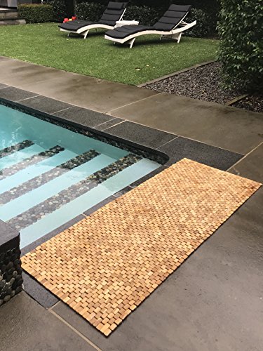 Hand Woven Teak Indoor Outdoor Patio Bath & Floor Runner