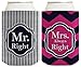 Wedding Coolie Mr and Mrs Right Bridal Shower Bachelorette Gag Gift 2 Pack Can Coolie Drink Coolers Coolies Premium Full Color