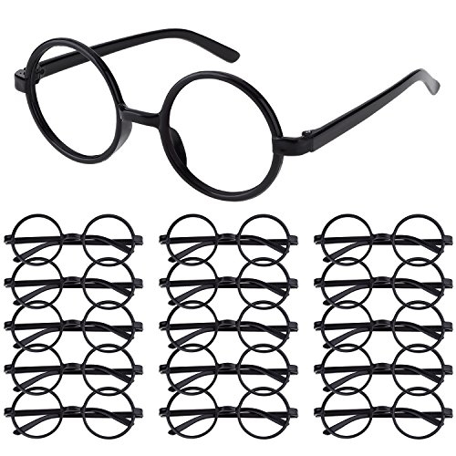 Shappy 16 Pack Round Glasses Frame No Lenses for Halloween Costume Party Supplies, Black