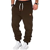 A WATERWANG Men's Fleece Sweatpants Heavyweight Cotton Tapered Joggers Workout Running Sweat Pants with Pockets