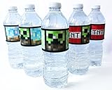 Pixel Party Bottle Wraps - 20 Mining Water Bottle Labels - Made in the USA