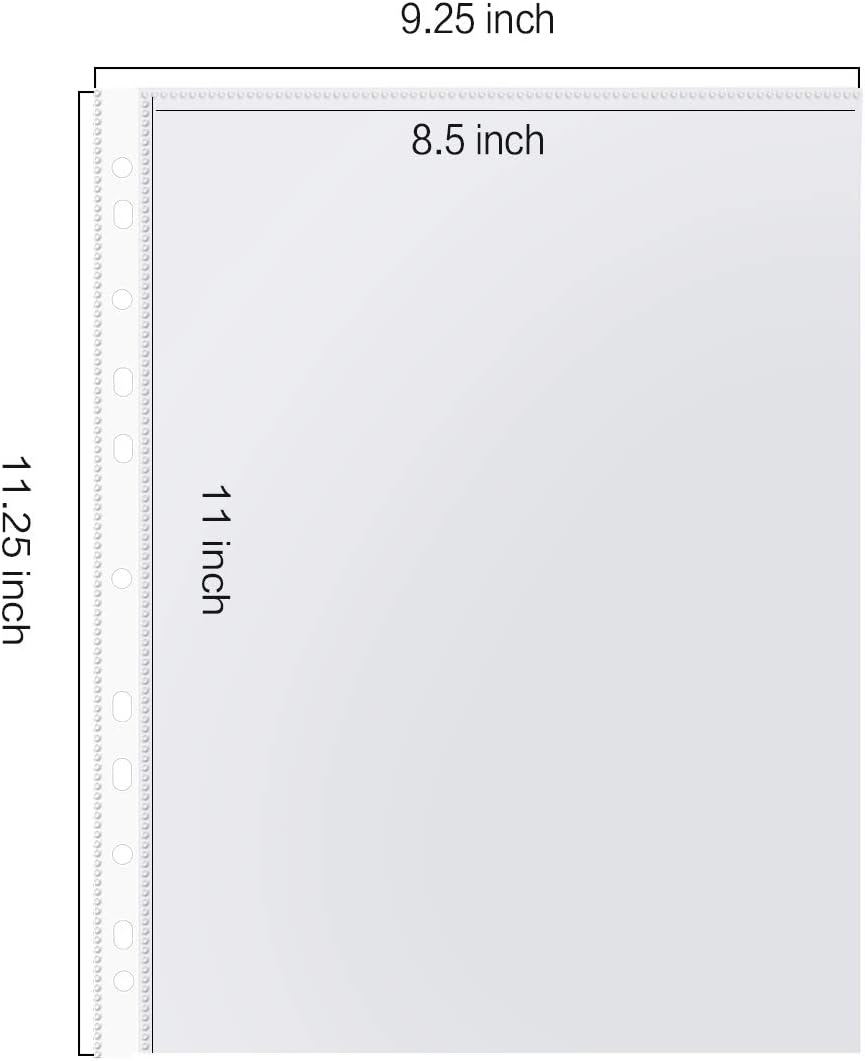 Sheet Protectors, PANDRI 500 Pack Clear Heavy Duty Plastic Page Protectors Sheet Reinforced 11-Hole Fit for 3 Ring Binder Fits Standard 8.5 x 11 Paper, 9.25 x 11.25 Top Loaded, Acid Free : Office Products