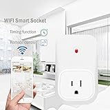 Ameky WiFi Timer Plug Remote Control Sockets Programmable Electrical Outlet Switch Smart Socket Controlled Via Android/iOS APP US Standard Smart Home Automation with 3 Modes, White