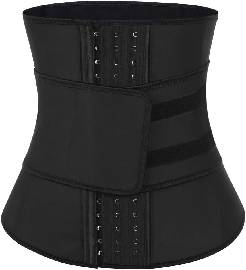 Latex Waist Trainer Trimmer With Belt And 7 Steel Bones Breathable Waist Cincher with 3 Rows Hook Sports Fitness Corset Shapewear Body Slimming for Women