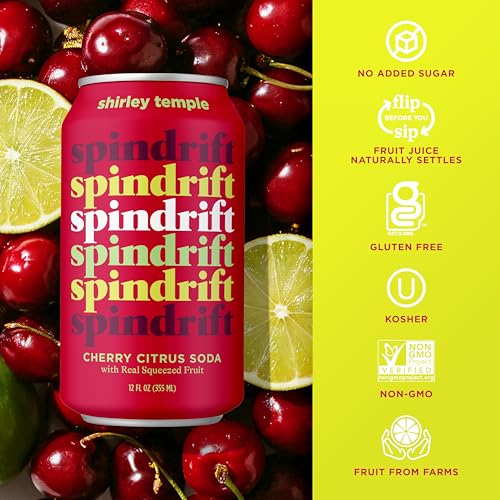 SPINDRIFT “SHIRLEY TEMPLE” CHERRY CITRUS SODA MADE WITH REAL SQUEEZED FRUIT 12 PACK CASE