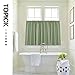 Lazzzy Kitchen Curtains Cafe Curtains Green Waffle Weave Tier Curtains for Bathroom 24 Inch Length Window Curtain Set for Living Room Bedroom Light Filtering Drapes Rod Pocket 2 Panels Olive