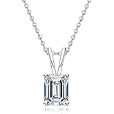 AnuClub Moissanite Pendant Necklace 2/3/4/5CT D Color VVS1 925 Sterling Silver Everyday Wear Necklace for Women Wife Her with Certificate, 40+2+3 Adjustable Chain