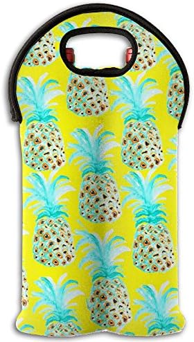 Pineapple Print Tote Bag Traveling Wine/Water Bottle Handbag With Carry Handle Two Bottle Drinks Beer Holder