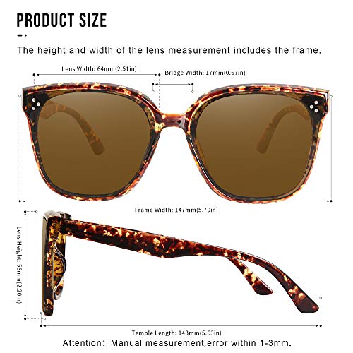 Oversized Sunglasses for Women Vintage Style Shades (Brown Lens Turquoise Frame)