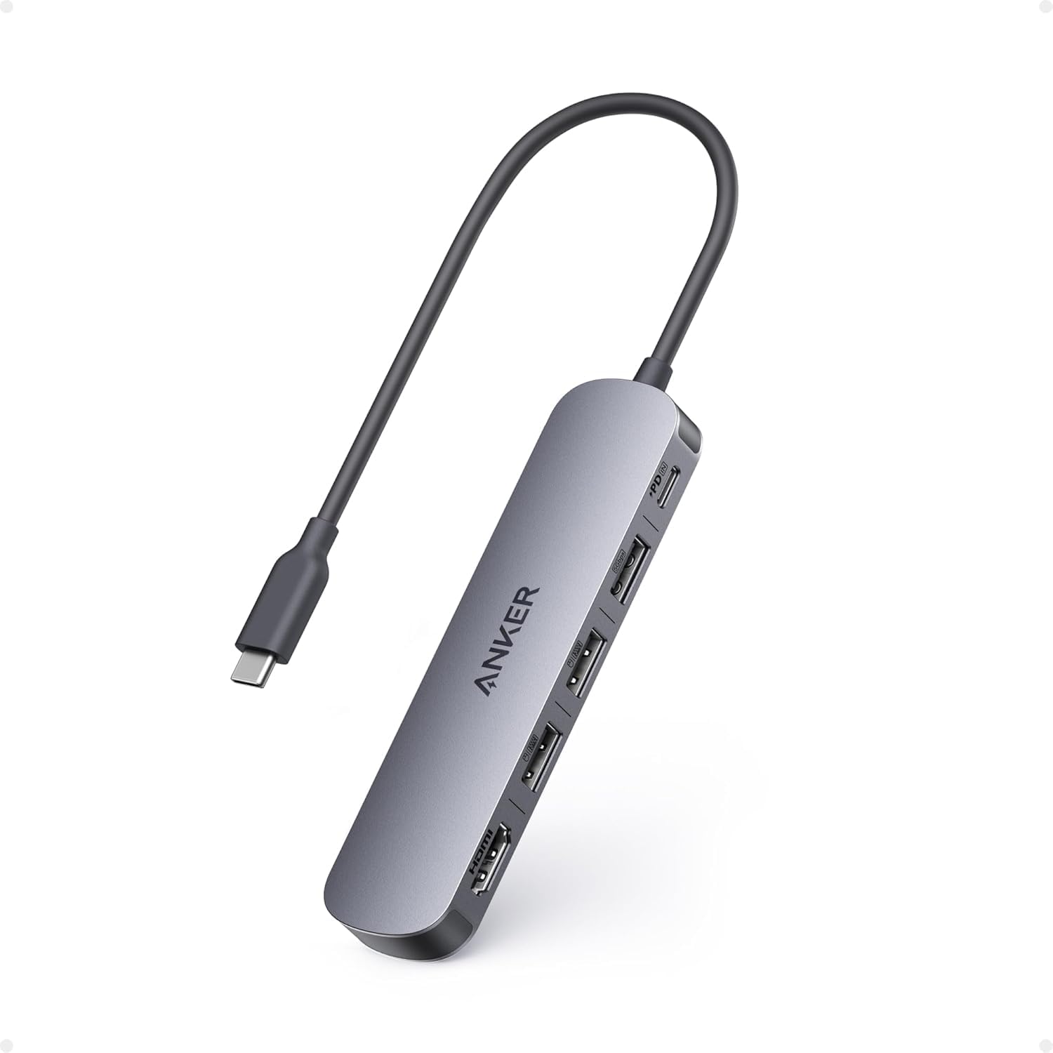 Anker USB C Hub, 5-in-1 USB Hub for Laptops, 4K HDMI Multiport Adapter with 90W Max Power Delivery, USBC & USBA Data Ports USB C Dongle, Compact for MacBook, Dell, and More (Charger Not Included)