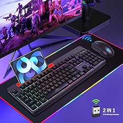 Wireless Gaming Keyboard and Mouse Combo, Rainbow