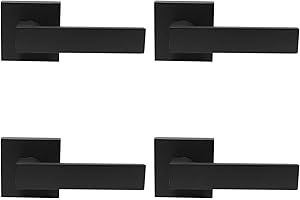 Probrico 4 Pack| Dummy Door Handles in Matte Black, Non-Turning Interior Door Levers, Heavy Duty Reversible Indoor Handles for Closet Pantry