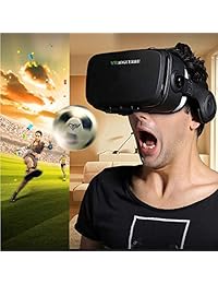 AOGUERBE VR Auriculares, 3D VR Gafas Virtual Reality Auriculares con Bluetooth Mando a distancia para Vídeos 3D Videojuegos Casco y Aplicaciones VR Compatible con iPhone de 4 6 pulgadas Smartphones Android