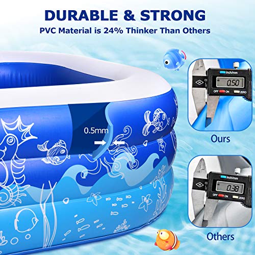 Joyjoz Inflatable Pool 93" X 54" X 22", Swimming Pools for Backyard, Blow up Pool for Kids, Adults, Thick Full-Sized Family Kids Pool Above Ground, Large Adult Swimming Pools, Rectangular Lounge Pool - Image 3