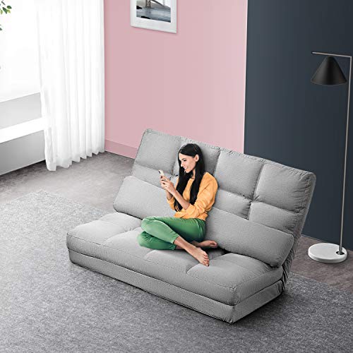 Lazy Sofa Bed Adjustable 5 Reclining Position, Convertible Floor Couch