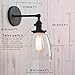 PERMO Industrial Vintage Single Sconce with Oval Cone Clear Glass Shade 1-Light Wall Sconce Wall Lamp (Black)