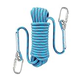 Liberry Outdoor Static Rock Climbing Rope,10_mm Diameter, Fire Escape Safety Rappelling Rope Outdoor Rescue Rope with Hooks: 32_ft, 64_ft, 96_ft Optional (blue1, 32 ft)