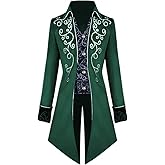 Crubelon Men's Steampunk Vintage Tailcoat Jacket Gothic Victorian Frock Coat Uniform Halloween Costume