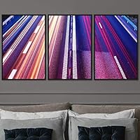 3 Piece Framed Canvas Wall Art Colorful Industrial Lights Canvas Prints Home Artwork Decoration for Living Room,Bedroom - 16