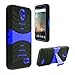 Phone Case for ZTE Sonata-3 (Cricket Wireless) / Avid-828 (Consumer Cellular) / Avid-Plus ( MetroPCS ) / ZTE-Prestige N9132 / ZTE Maven-2-Gophone Heavy Duty Armo Cover Blue Stand